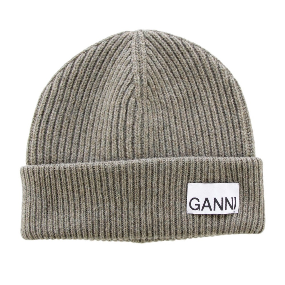 Ganni Wool Beanie, Dusty Olive, NWT
